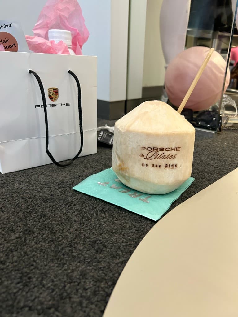 Porsche and Pilates branded engraved coconut